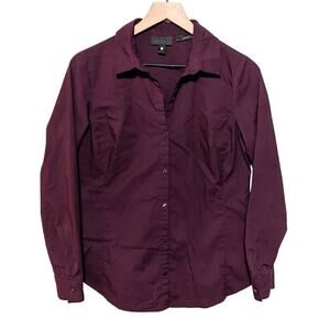 Worthington Shirt Womens 8 Purple Stretch Button Up Long Sleeve Blouse Top